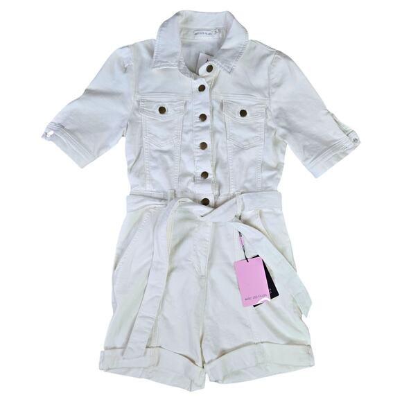 Avec Les Filles White Denim Playsuit Utility Classic Contemporary Romper Size XS - Picture 1 of 6